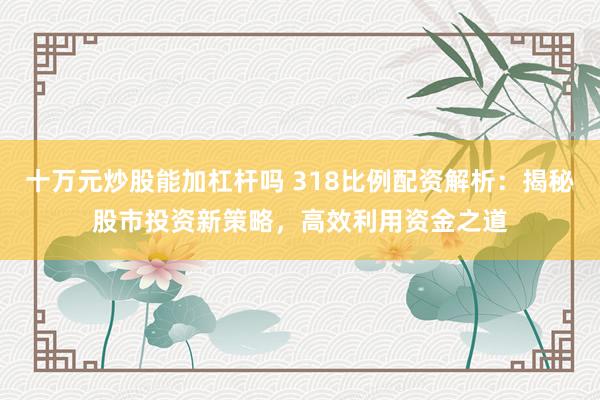 十万元炒股能加杠杆吗 318比例配资解析：揭秘股市投资新策略，高效利用资金之道