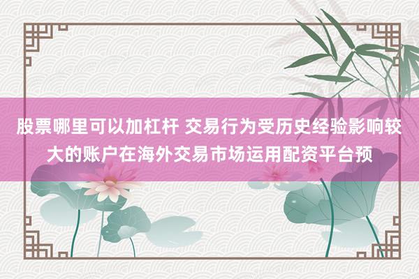 股票哪里可以加杠杆 交易行为受历史经验影响较大的账户在海外交易市场运用配资平台预