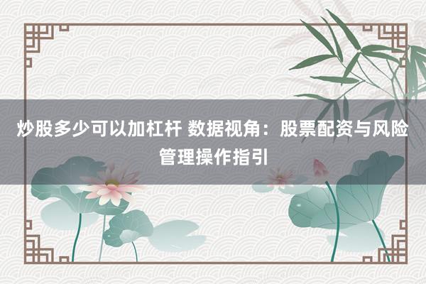 炒股多少可以加杠杆 数据视角：股票配资与风险管理操作指引