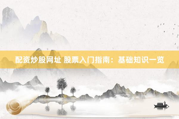 配资炒股网址 股票入门指南：基础知识一览